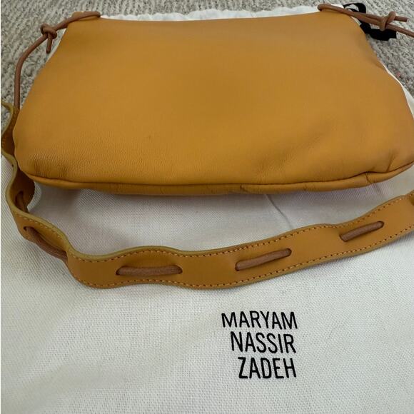 Maryam Nassir Zadeh Leather Script Purse Amber Yellow Tan Limited Made in Italy - Picture 7 of 7